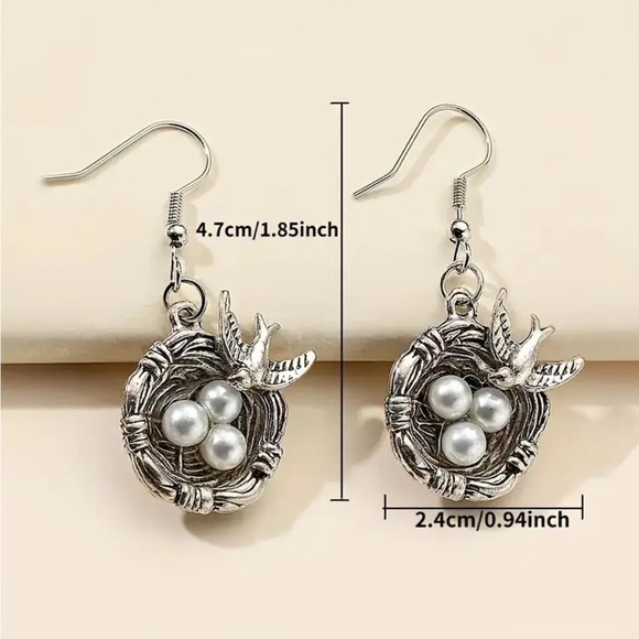 Bronze Birds Nest Dangle Earrings - Picture 2 of 4